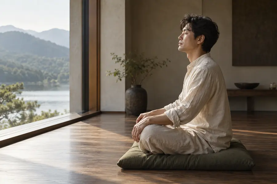 집중 명상은 호흡처럼 한 대상에 주의를 모으고, 생각이 흩어지면 다시 돌아오는 연습이다. (이미지=AI 생성)
